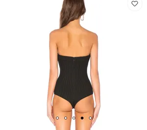 NWOT NBD From Revolve Zhora Black Ribbed Sweetheart Neckline Strapless Bodysuit thumbnail 3