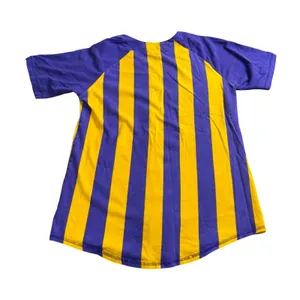 Fido Dido Baseball Jersey Women Medium Vintage 90s Y2K Purple Yellow Striped USA thumbnail 3
