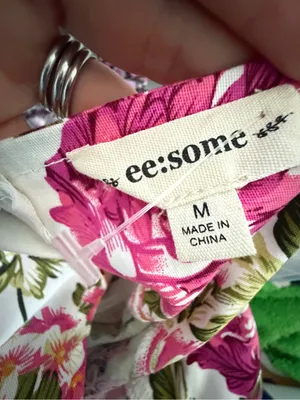 eesome Cream Floral Square-Neck Wide-Leg Jumpsuit with Pink Roses thumbnail 5
