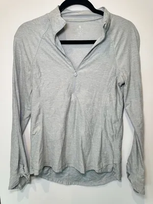 Apana Women's Gray Quarter Zip Active Pullover Long Sleeve Athletic Top Size S thumbnail 5