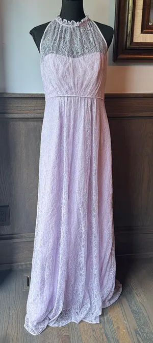 David's Bridal Lilac Lace Halter Gown 12 EUC thumbnail 1