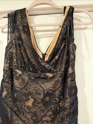 Laundry‎ By Shelli Segal Black Lace Gown with Nude Underlay 4 thumbnail 4
