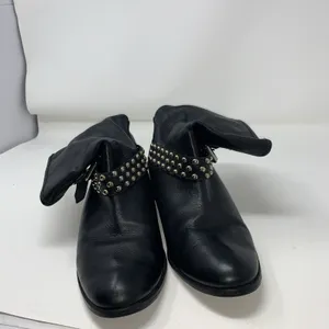 Carmim Women's Biker Moto Boots Black Leather Studded Buckle Strap Ankle Boots thumbnail 14