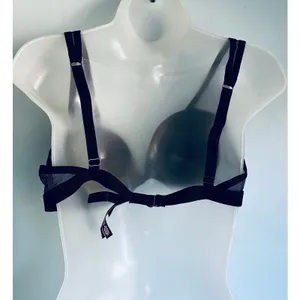 Victoria's Secret Bralette Satin Mesh Black Blue XL NWOT thumbnail 7