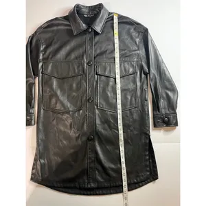ZARA long Black Leather Jacket S thumbnail 10