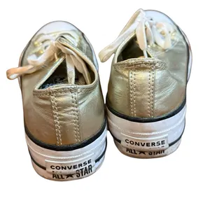 Converse Chuck Taylor All Star Lift Platform Metallic Gold Low-Top Sneakers Sz 6 thumbnail 8