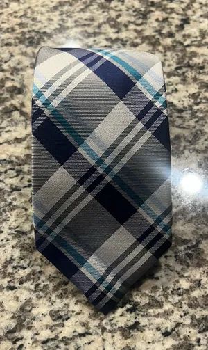 Express Men’s tie Blue & White Checkered NWOT. Business Party Holiday. thumbnail 5