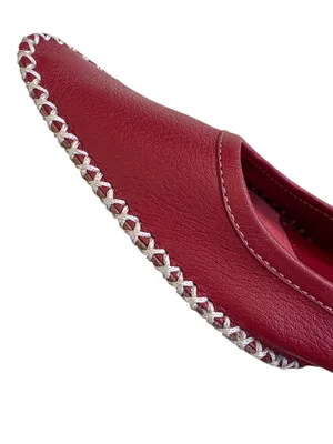 EUC Uffizi Leather Blanket Stitch Kitten Heels Red Size 7 thumbnail 5