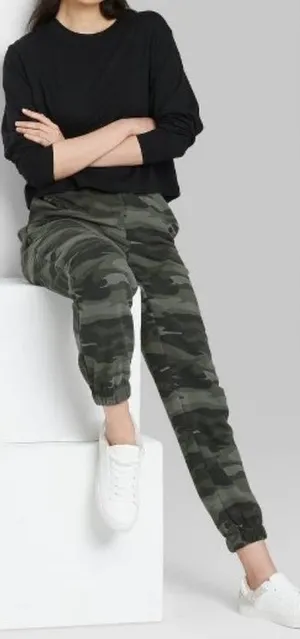 Women's Jogger Sweatpants High Rise Green Camouflage - Wild Fable Small NWT thumbnail 1