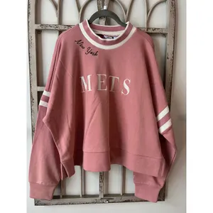 Starter Women's Pink New York‎ Mets Power Play Cropped Pullover Sweatshirt Sz L thumbnail 3