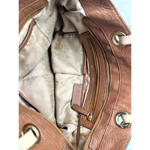 brown pebbled leather Michael Kors Bedford tote bag purse laptop shoulder gold thumbnail 5