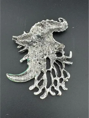 Moon Magic Witch Brooch Halloween Pin Green thumbnail 3