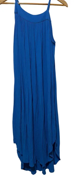 GAP Womens Blue Crinkle Sleeveless High Neck High Low‎ Midi Dress Size Small thumbnail 1