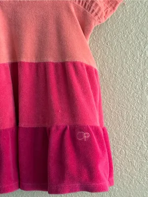 OP Ocean Pacific Pink Terry Cloth Swim Cover Up Mini Dress Y2K Style M thumbnail 5