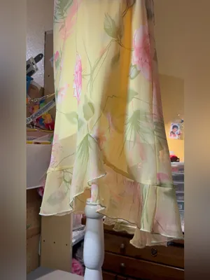 Vintage Dressbarn Yellow Floral Chiffon Midi Dress - Size 12 - NWT thumbnail 16
