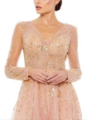 NWT Mac DUGGAL 20295 Embellished V Neck Long Sleeve A Line Gown Size 24 thumbnail 4