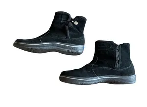 Keds Essentials Women's 8.5 Black Suede Ankle Boots Zip Button Lined Used thumbnail 1