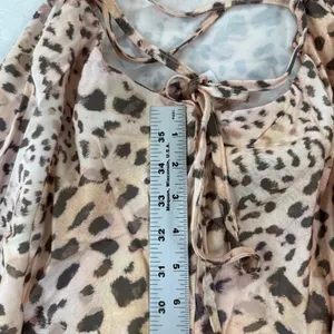 ASOS DESIGN Women Leopard Print Satin Slip Midi Dress Ruched Bust Tan US 6 NEW‎ thumbnail 11