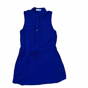 Freebird Shirt Dress Women Medium Royal Blue Sleeveless Utility Drawstring Waist thumbnail 3