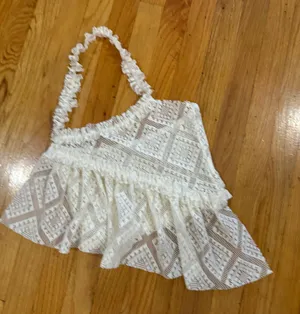 Halter Lace Asymmetrical Top White thumbnail 3