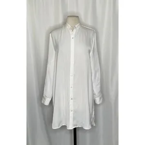 SUMMERSALT The Silky Luxe Short Effortless Shirtdress Cover-Up Solid‎ White XS thumbnail 2
