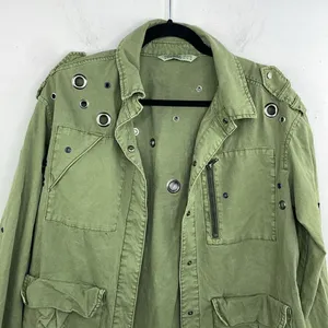 ZARA Oversized Rivet Roll Sleeve Utility Jacket Size X Small Green thumbnail 5