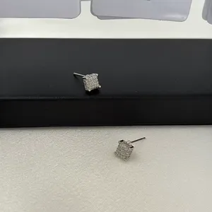 5mm Geometric Square CZ Stud Earrings for Men Women Streetwear Punk Hip Hop Unisex Style thumbnail 5