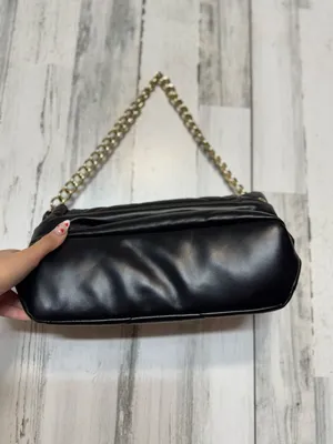 Grossi Black Quilted Puffer Shoulder Bag Gold Chain Strap Faux Leather Handbag thumbnail 6
