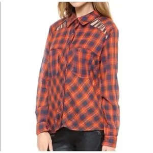✨Free People Gauze Plaid Flannel Sz XS T-Shirt✨ thumbnail 4