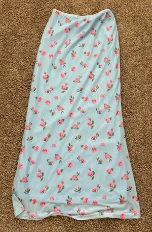 Boutique Baby blue maxi skirt floral print thumbnail 5