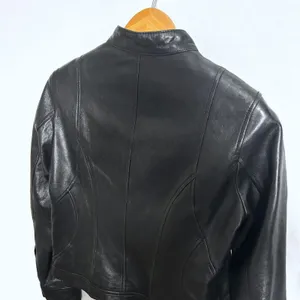 Wilson's Genuine Leather Biker Jacket Womens Medium Black Cafe Racer Moto Bomber thumbnail 11
