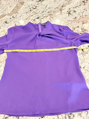 Mastina Purple Twist Neck Blouse Size 36 Y2K Long Sleeve Office Top thumbnail 5