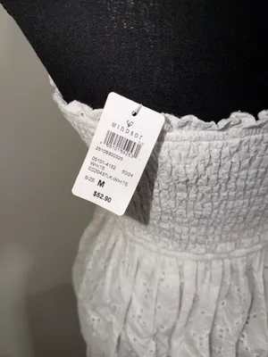 Brand New Windsor White Strapless Eyelet Bubble Hem Dress Size Medium thumbnail 4