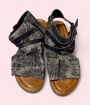 Blowfish Women's Gray Tie Dye Slingback Sandals with Black Straps thumbnail 1