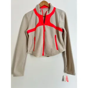 NWT‎ Free People In The Zone Zip Up Fleece XS Beige Pink Lightweight Outerwear thumbnail 2
