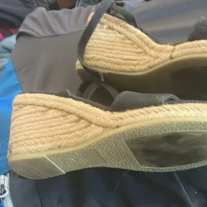 Black Espadrille Wedge Sandals by Hillard and Hanson 6 1/2 thumbnail 3