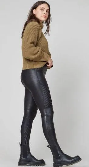 SPANX women Moto Faux Leather Leggings L thumbnail 1