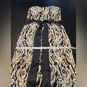 Betsy & Adam Sequin Lace Strapless Evening Gown With Sash size 6 NWT USA thumbnail 12