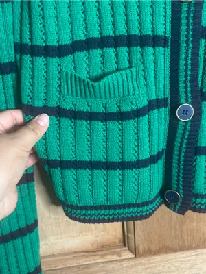Free assembly women’s Green Striped Cardigan Sweater size S thumbnail 2