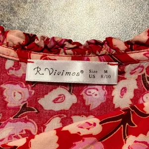 Floral Maxi Sundress Tiered Flowy Red Cottagecore Prairie Peasant Festival M thumbnail 3