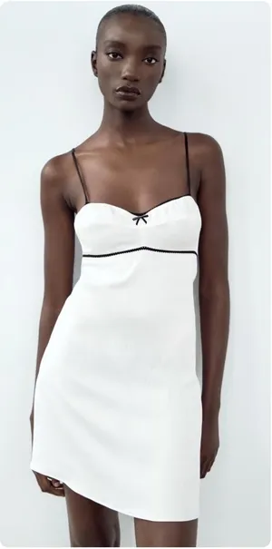 NWT Zara Womens Romantic Coquette Open Back Satin Slip Mini‎ Dress Size M thumbnail 1