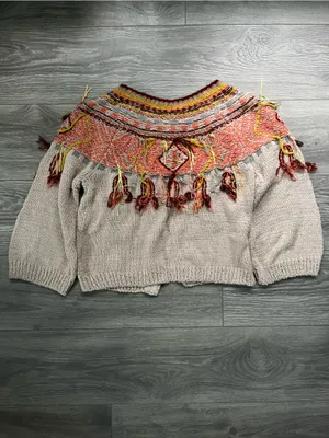 Moth Anthropologie Guajava Tan Salmon Button Cardigan Cropped Knit Open M Boho thumbnail 8