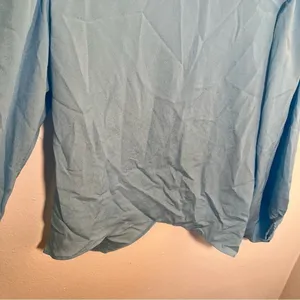 Coco Love Women's Size Large‎ Long Sleeve Blouse Light Blue Wrap Back Round Neck thumbnail 5