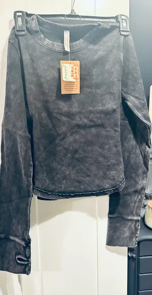 NWT Free People Movement Ribbed Long-Sleeve Baby Tee In Black thumbnail 4
