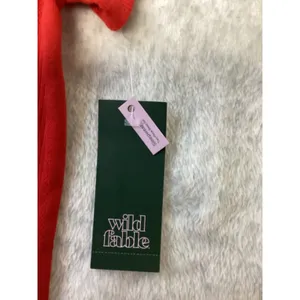 Wild Fable‎ Red Ribbed Christmas Kitten Pajama Top Santa Cat Graphic Shirt Small thumbnail 2