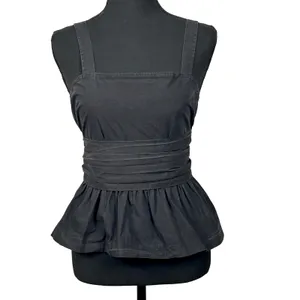 Mare Mare x Anthropologie Black Peplum Cami Top Womens XS Wrap Waist‎ Faded Y2K thumbnail 3