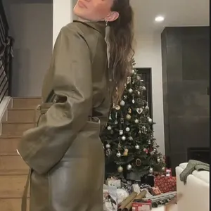 Rosetta Getty Olive Green Faux Leather Trench Coat SMALL Belted Office Work $555 thumbnail 7