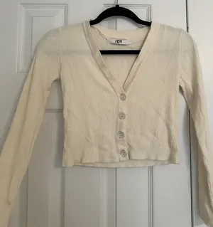 Cream Cropped Cardigan  thumbnail 1