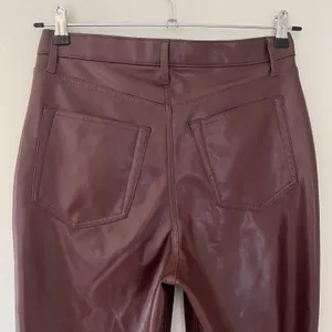 Criss-Cross Waistband Vegan Leather 90s Straight Pant Brown thumbnail 7