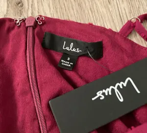 Lulu's For Us to Dance Magenta Swiss Dot Ruffled Midi Dress Size S NWT thumbnail 10